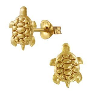 14K Gold Plated Sterling Silver Turtle Earrings